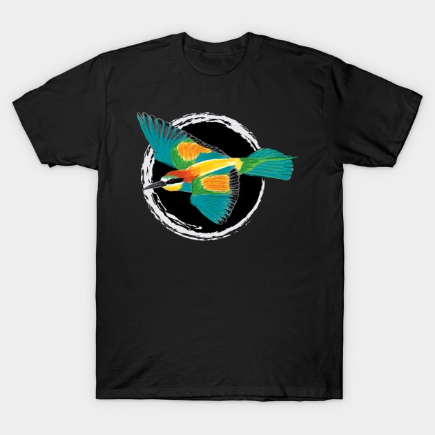 Nice Artwork showing an European Bee-Eater in Flight V T-Shirt by JDHegemann